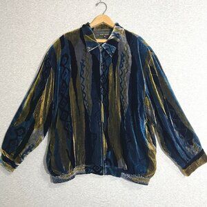 Vintage Joey Richi Silk Jacket Mens XXL Colorful Bomber 90s Velvet Disco Hip Hop